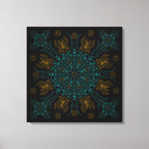 Aqua en Goud Mandala Kunst