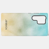 Aqua en goud ombre folie samsung galaxy hoesje (Achterkant horizontaal)