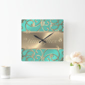 Aqua en Goud Tijd vliegt Klok (Huis)