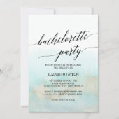 Aqua en Goud Waterverf Strand Bachelorette Feestje Kaart (Voorkant)