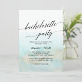 Aqua en Goud Waterverf Strand Bachelorette Feestje Kaart (Staand voorkant)