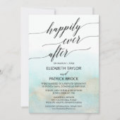 Aqua en goud waterverf strand elopement kaart (Voorkant)