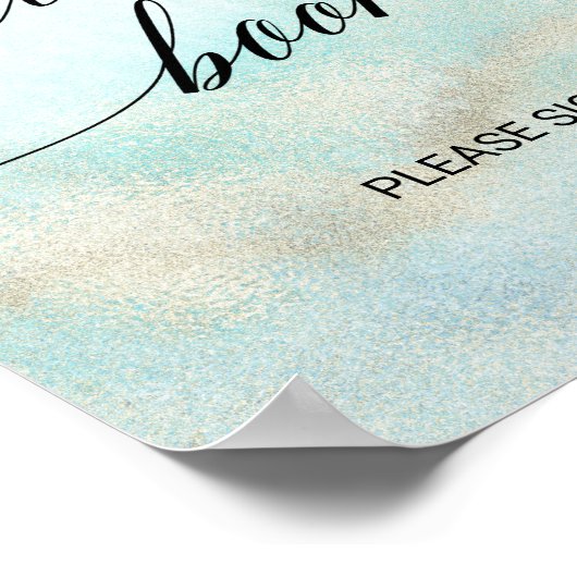Aqua en goud waterverf strand gastensignering poster (Hoek)