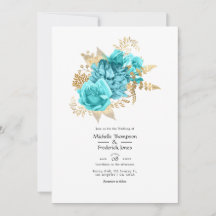 Aqua en gouden bloemen bruiloft