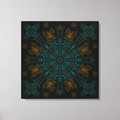 Aqua en gouden Mandala kunst Canvas Afdruk (Voorkant)