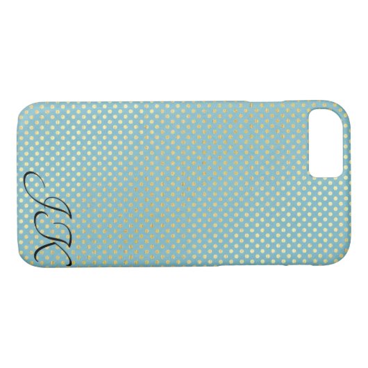 aqua en gouden polka dot shimmer Case-Mate iPhone case (Achterkant (Horizontaal))