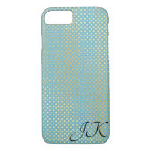 aqua en gouden polka dot shimmer Case-Mate iPhone case (Achterkant)