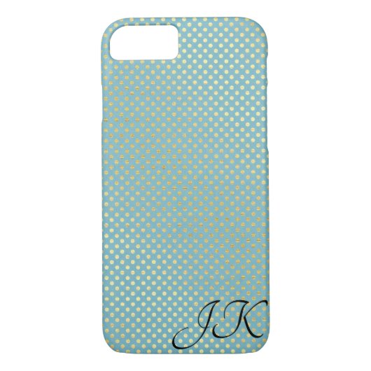 aqua en gouden polka dot shimmer Case-Mate iPhone case (Achterkant)