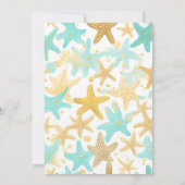 Aqua en gouden Waterverf strand zeesterren bruilof Kaart (Achterkant)