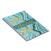 aqua en goudkleurig notitieboek  (Rechterzijde)