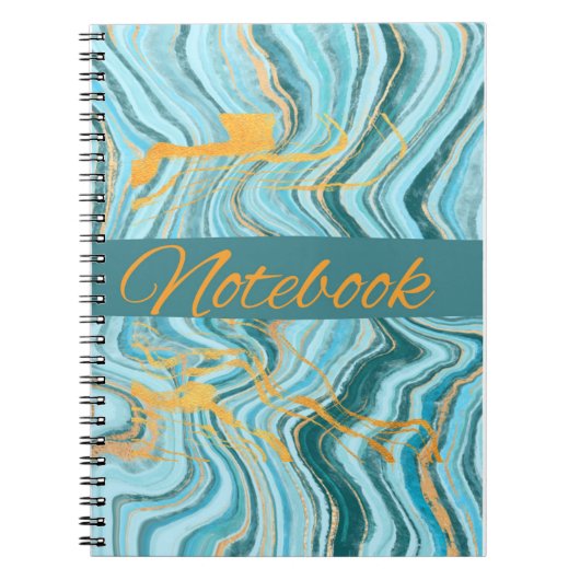 aqua en goudkleurig notitieboek  (Voorkant)