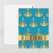 Aqua- en goudkroonpatroon briefkaart (Voorkant / Achterkant)