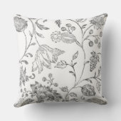 Aqua en Gray  Modern Floral Bird Pattern Kussen (Achterkant)