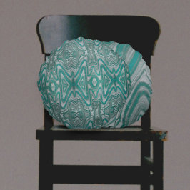 Aqua en Gray Wavy Gelaagde Mineral Rond Kussen