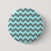 Aqua en Gray Zigzag Ronde Button 5,7 Cm (Voorkant)
