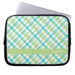 Aqua en Green Pset Pattern Laptop Sleeve