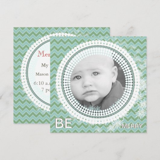 Aqua en Green Your Baby Flat-fotokaarten Feestdagenkaart (Voorkant / Achterkant)