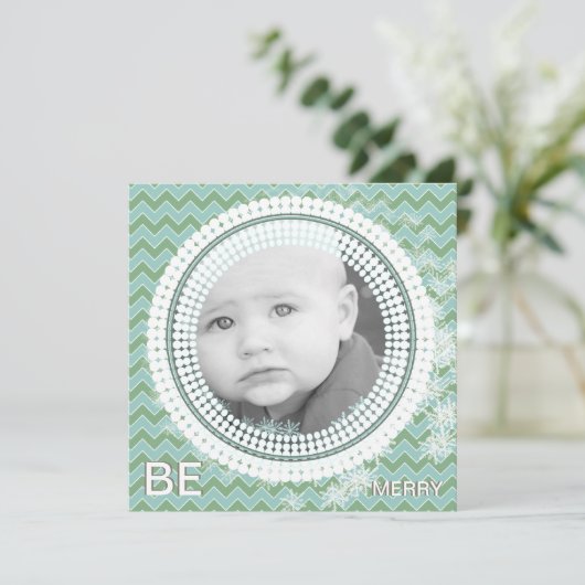 Aqua en Green Your Baby Flat-fotokaarten Feestdagenkaart (Staand voorkant)
