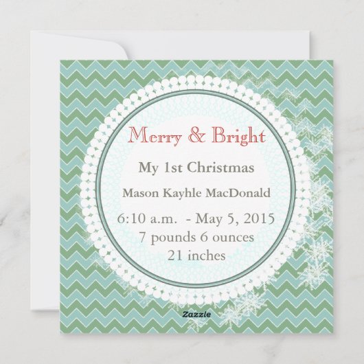 Aqua en Green Your Baby Flat-fotokaarten Feestdagenkaart (Achterkant)