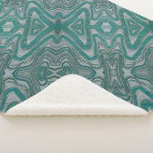 Aqua en Grey Boho Chic Natuurlijke Abstract Sherpa Deken (3/4)