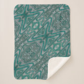 Aqua en Grey Boho Chic Natuurlijke Abstract Sherpa Deken (Voorkant)