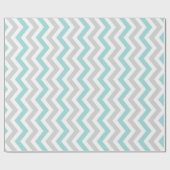 Aqua en grijs chevron-patroon cadeaupapier (Vlak)