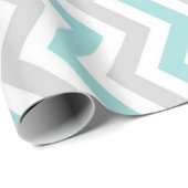 Aqua en grijs chevron-patroon cadeaupapier (Rol Hoek)
