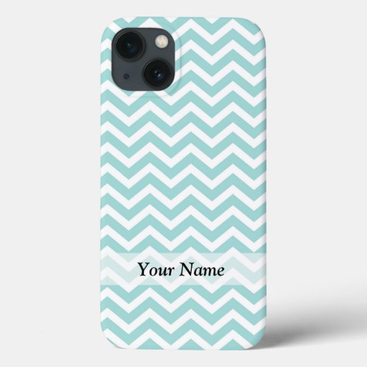 Aqua en grijs chevron patroon Case-Mate iPhone case (Achterkant)