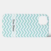 Aqua en grijs chevron patroon Case-Mate iPhone case (Achterkant (horizontaal))