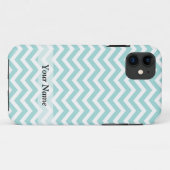 Aqua en grijs chevron patroon Case-Mate iPhone case (Achterkant (horizontaal))