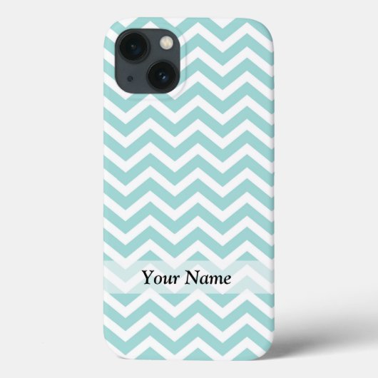 Aqua en grijs chevron patroon Case-Mate iPhone case (Achterkant)
