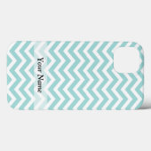 Aqua en grijs chevron patroon Case-Mate iPhone case (Achterkant (horizontaal))