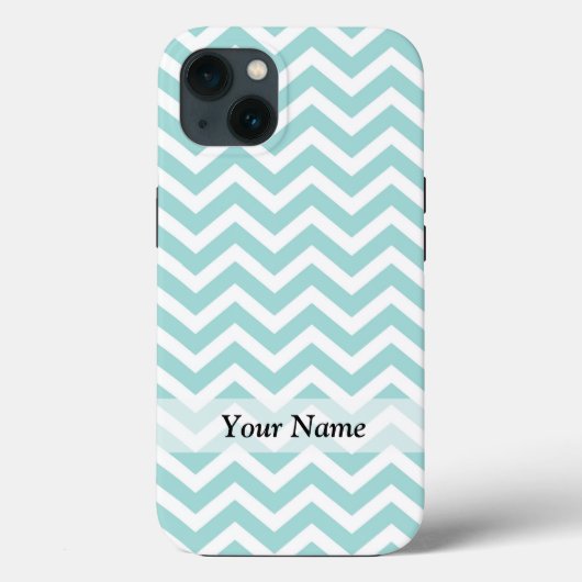 Aqua en grijs chevron patroon Case-Mate iPhone case (Achterkant)