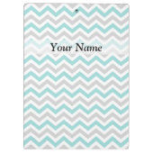 Aqua en grijs chevron-patroon klembord (Achterkant)