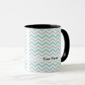 Aqua en grijs chevron patroon mok (Voorkant rechts)