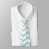 Aqua en grijs chevron patroon stropdas (Gebonden)
