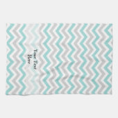 Aqua en grijs chevron-patroon theedoek (Horizontaal)