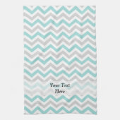 Aqua en grijs chevron-patroon theedoek (Verticaal)