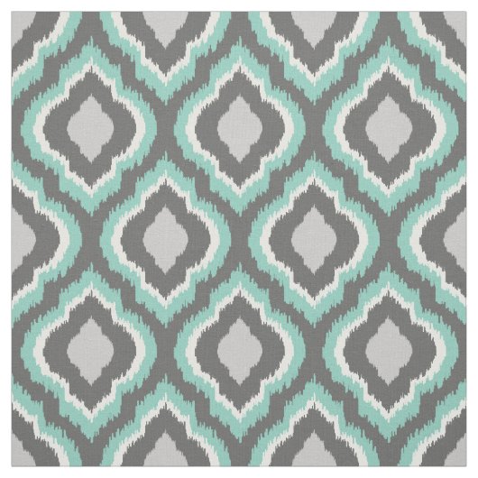 Aqua en Grijs Ikat Marokkaans Stof (Swatch)