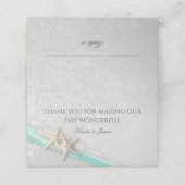 Aqua en grijs strand zeesterren en lint plaatskaartje (Buitenkant ongevouwen)