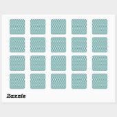 Aqua en Grijs Zigzag 2 Vierkante Sticker (Vel)