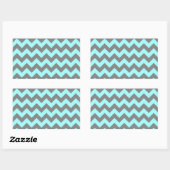 Aqua en grijs zigzag rechthoekige sticker (Vel)