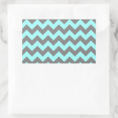 Aqua en grijs zigzag rechthoekige sticker (Tas)