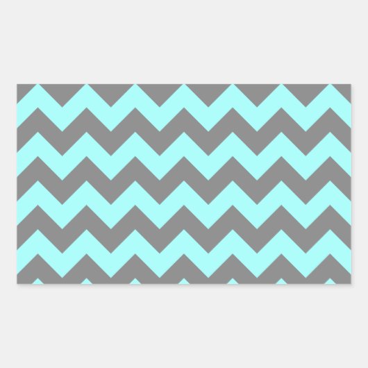 Aqua en grijs zigzag rechthoekige sticker (Voorkant)