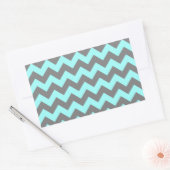 Aqua en grijs zigzag rechthoekige sticker (Envelop)