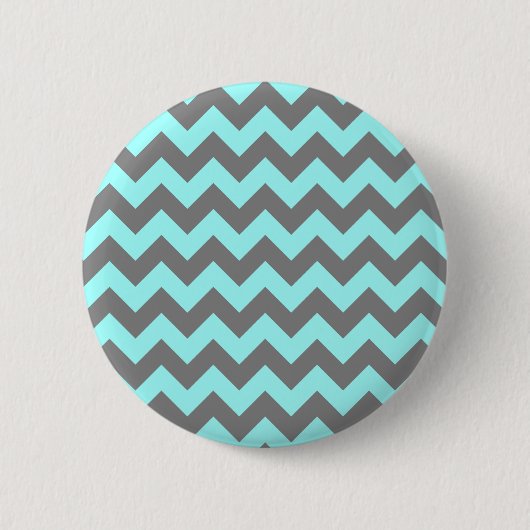 Aqua en grijs zigzag ronde button 5,7 cm (Voorkant)