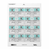 Aqua en Grijze Band Bruiloft Water Fles Label (Full Sheet)