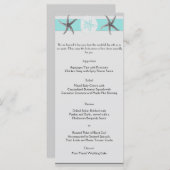 Aqua en Grijze Band Starfish Bruiloft Menu (Voorkant / Achterkant)