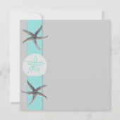 Aqua en Grijze Band Starfish bruiloft uitnodiging (Achterkant)