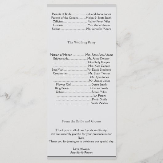 Aqua en Grijze Band Starfish huwelijksprogramma Programmakaart (Achterkant)